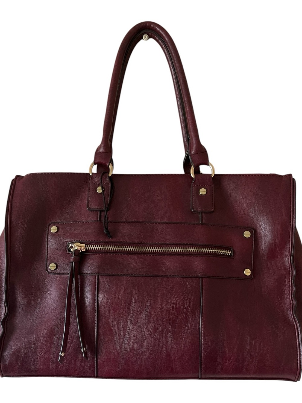 Aldo Deep Burgundy Tote with Front Zip and Shoulder strap